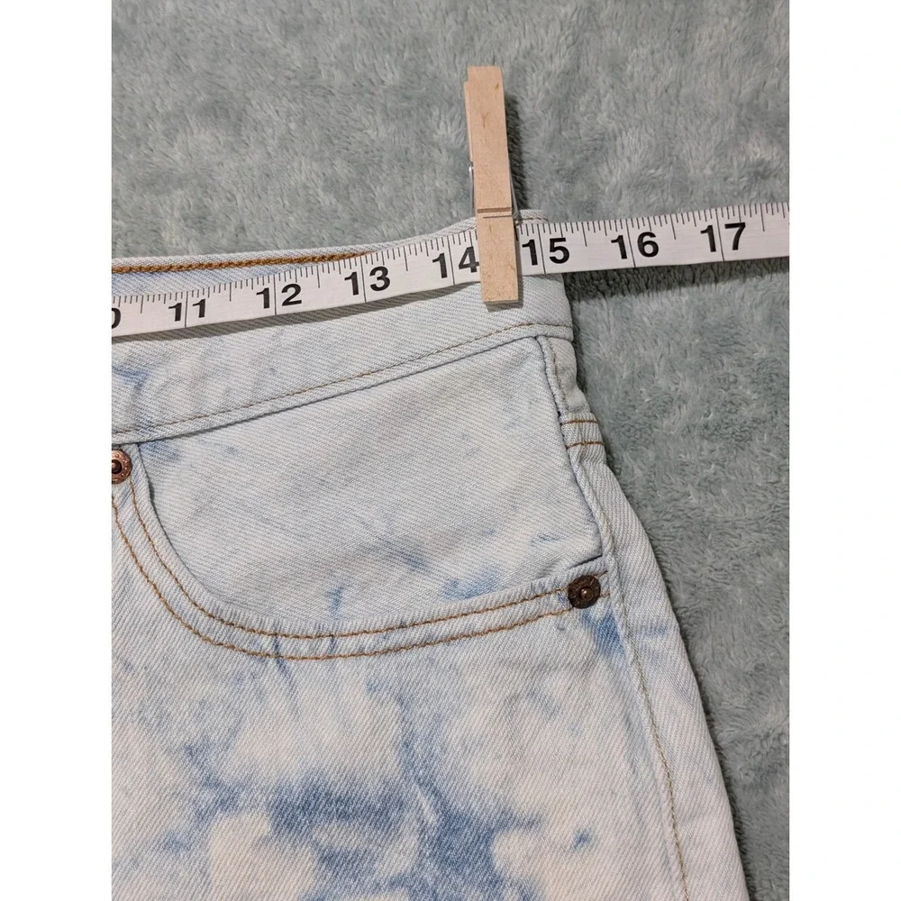 Levis 501 Original Button fly High Rise Cutoff Denim Jorts Acid Wash Blue‎ 28